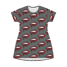 Load image into Gallery viewer, Vampire Lips All Over Print T-Shirt Dress