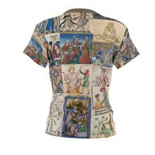 Load image into Gallery viewer, People Getting Stabbed in Medieval Manuscripts Women's AOP Tee