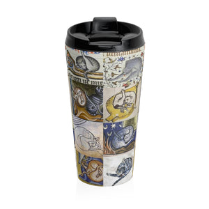 Medieval Cats Licking Their Butts Stainless Steel Travel Mug
