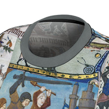 Load image into Gallery viewer, Medieval Knights Fighting Snails Women&#39;s AOP Tee