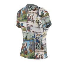 Load image into Gallery viewer, Medieval Knights Fighting Snails Women's AOP Tee