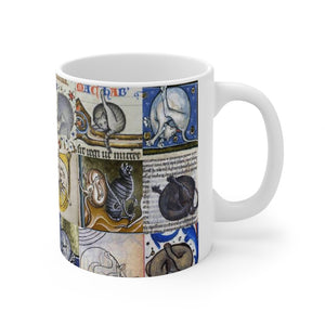 Medieval Cats Licking Their Butts Ceramic Mug 11oz