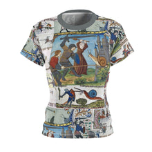 Load image into Gallery viewer, Medieval Knights Fighting Snails Women's AOP Tee
