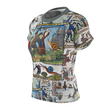 Load image into Gallery viewer, Medieval Knights Fighting Snails Women's AOP Tee