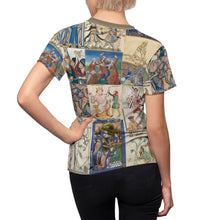 Load image into Gallery viewer, People Getting Stabbed in Medieval Manuscripts Women's AOP Tee