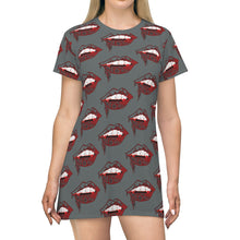 Load image into Gallery viewer, Vampire Lips All Over Print T-Shirt Dress