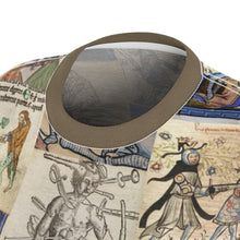 Load image into Gallery viewer, People Getting Stabbed in Medieval Manuscripts Women's AOP Tee
