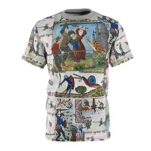 Medieval Knights Fighting Snails AOP  Tee