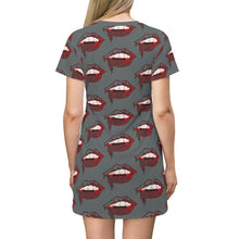 Load image into Gallery viewer, Vampire Lips All Over Print T-Shirt Dress