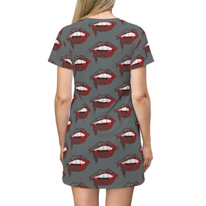 Vampire Lips All Over Print T-Shirt Dress