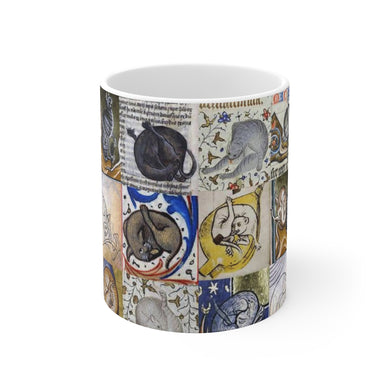 Medieval Cats Licking Their Butts Ceramic Mug 11oz