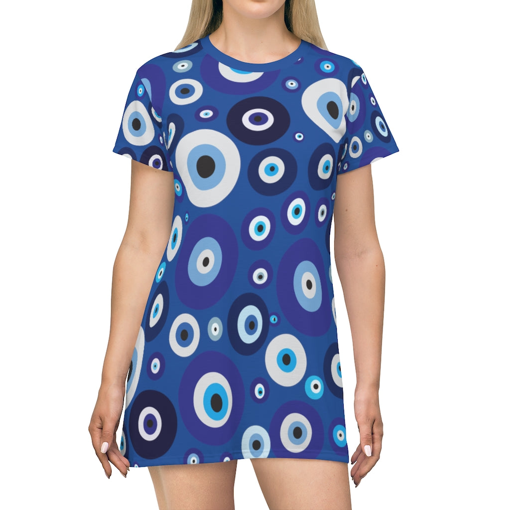 Nazar Boncuk All Over Print T-Shirt Mini-Dress