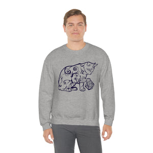 Cat Playing D&D Heavy Blend™ Crewneck Sweatshirt