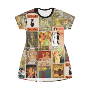 Vintage Poster All Over Print T-Shirt Dress