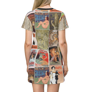 Vintage Poster All Over Print T-Shirt Dress