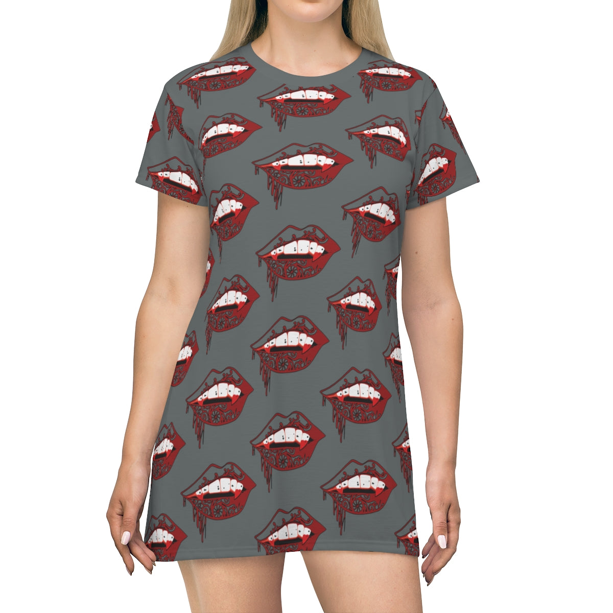 lips t shirt dress Leopard Lips T-Shirt Midi In Black